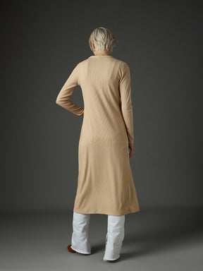 Beige Ribed Front Open Shrug-SASSAFRAS