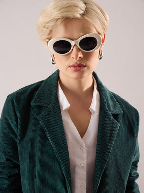 Emerald Green Oversized Notch Collar Blazer-SASSAFRAS