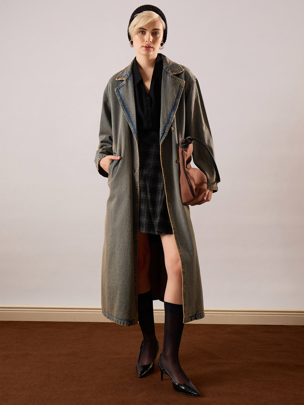 Blue Vintage Washed Denim Over Coat-SASSAFRAS