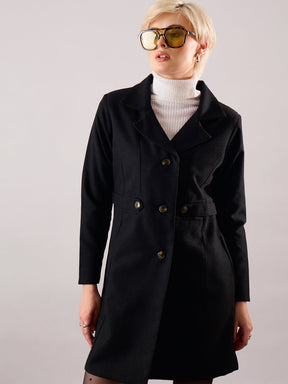 Black Tweed Longline Blazer-SASSAFRAS