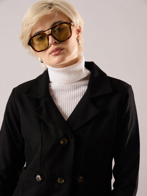 Black Tweed Longline Blazer-SASSAFRAS