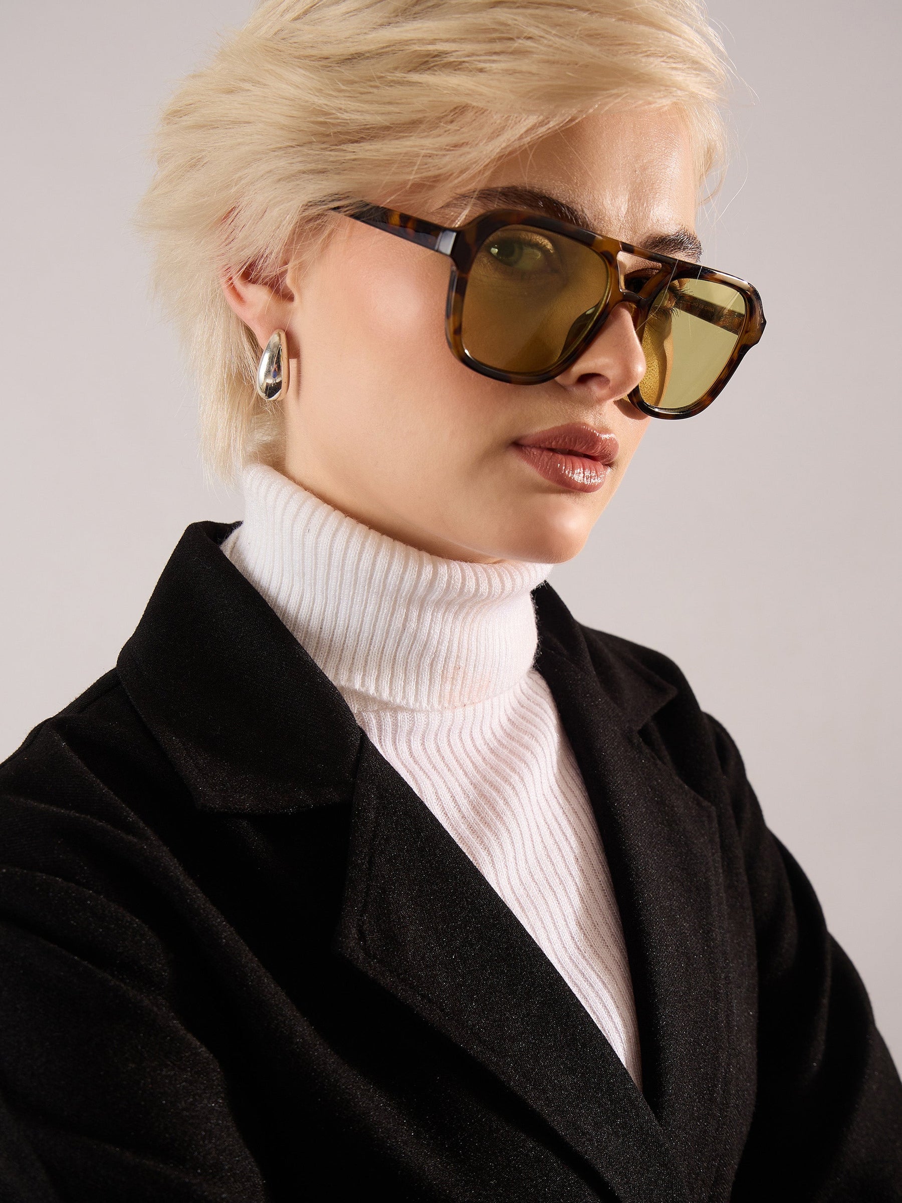 Black Tweed Belted Over Coat-SASSAFRAS