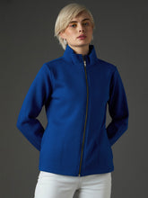 Royal Blue Fleece Front Zipper Jacket-SASSAFRAS