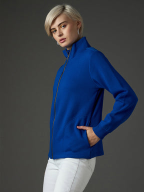 Royal Blue Fleece Front Zipper Jacket-SASSAFRAS