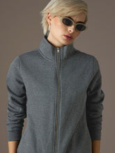 Dark Grey Fleece Front Zipper Jacket-SASSAFRAS
