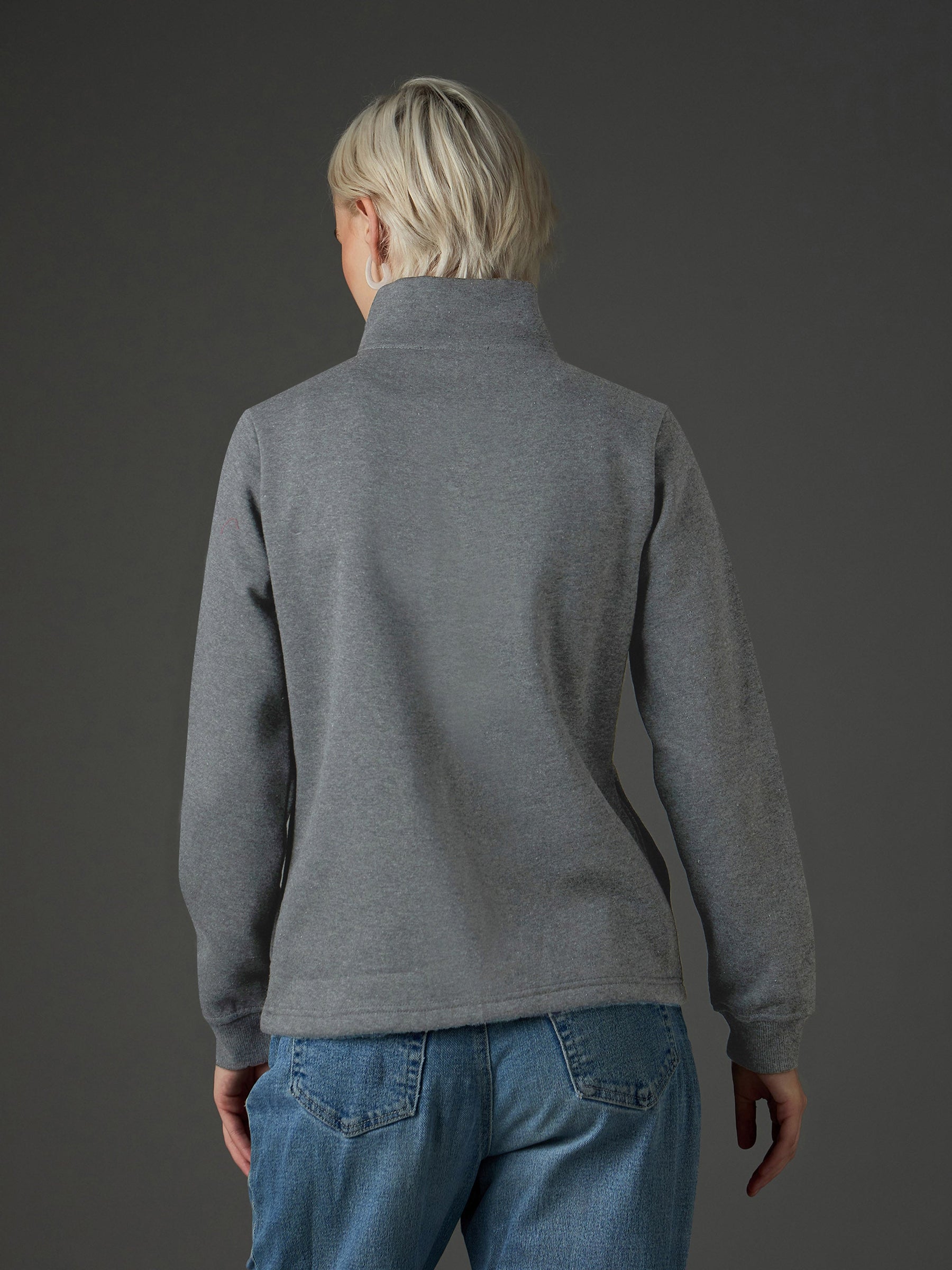 Dark Grey Fleece Front Zipper Jacket-SASSAFRAS