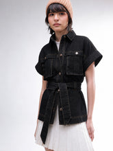 Black Denim Front Box Pockets Gillet-SASSAFRAS