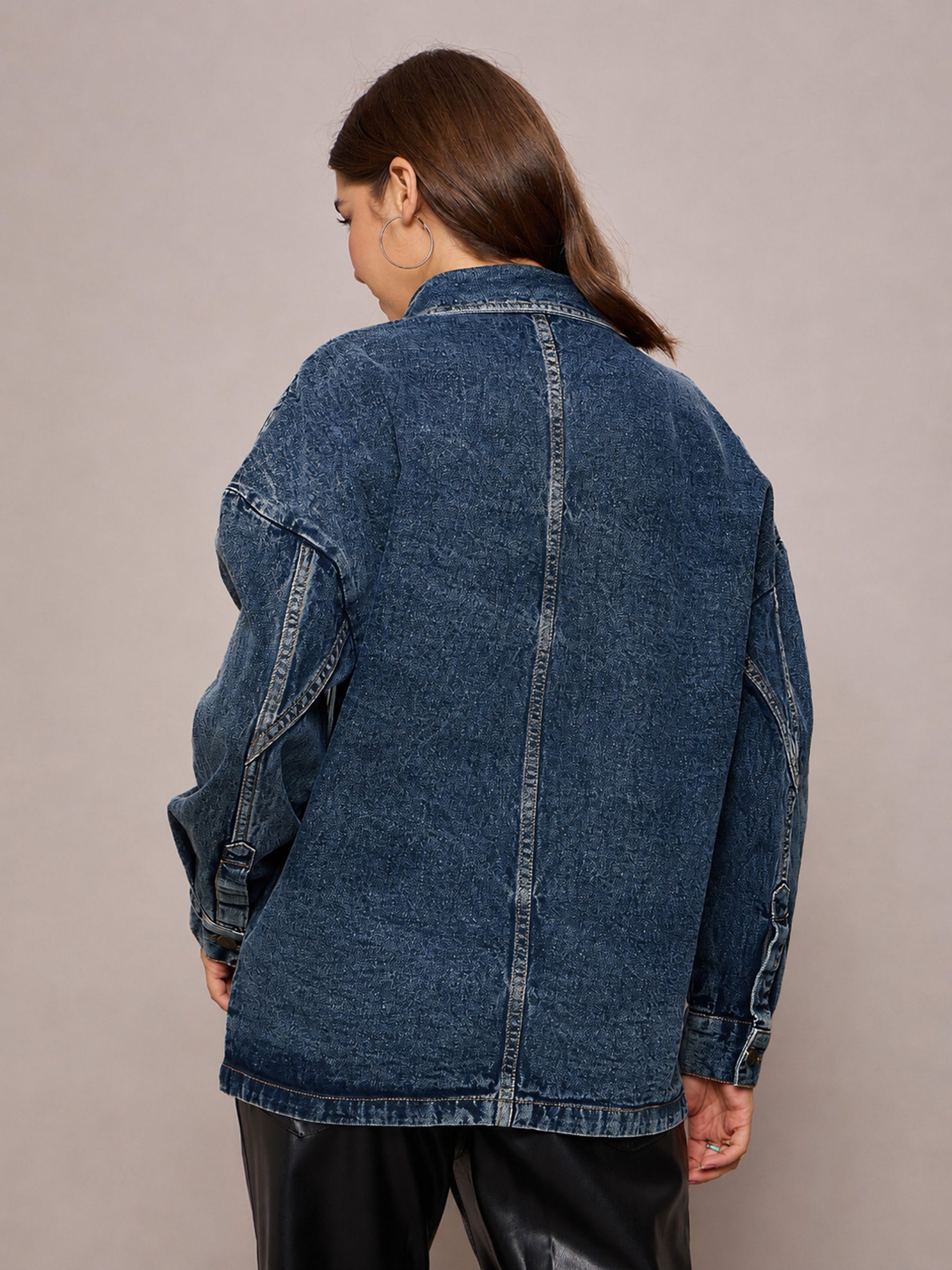 Blue Wash Denim Oversized Jacket-SASSAFRAS BASICS