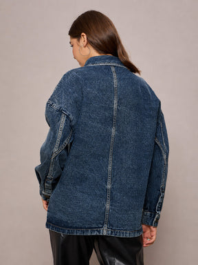 Blue Wash Denim Oversized Jacket-SASSAFRAS BASICS
