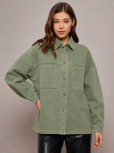 Green Denim Oversized Jacket-SASSAFRAS BASICS
