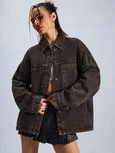 Brown Denim Oversized Jacket-SASSAFRAS BASICS