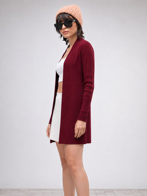 Maroon Full Sleeves Rib Shrug-SASSAFRAS BASICS