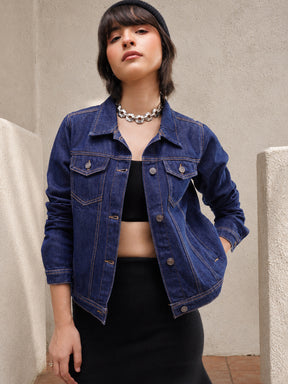 Navy Denim Regular Jacket-SASSAFRAS
