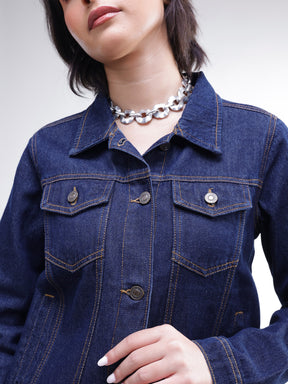 Navy Denim Regular Jacket-SASSAFRAS