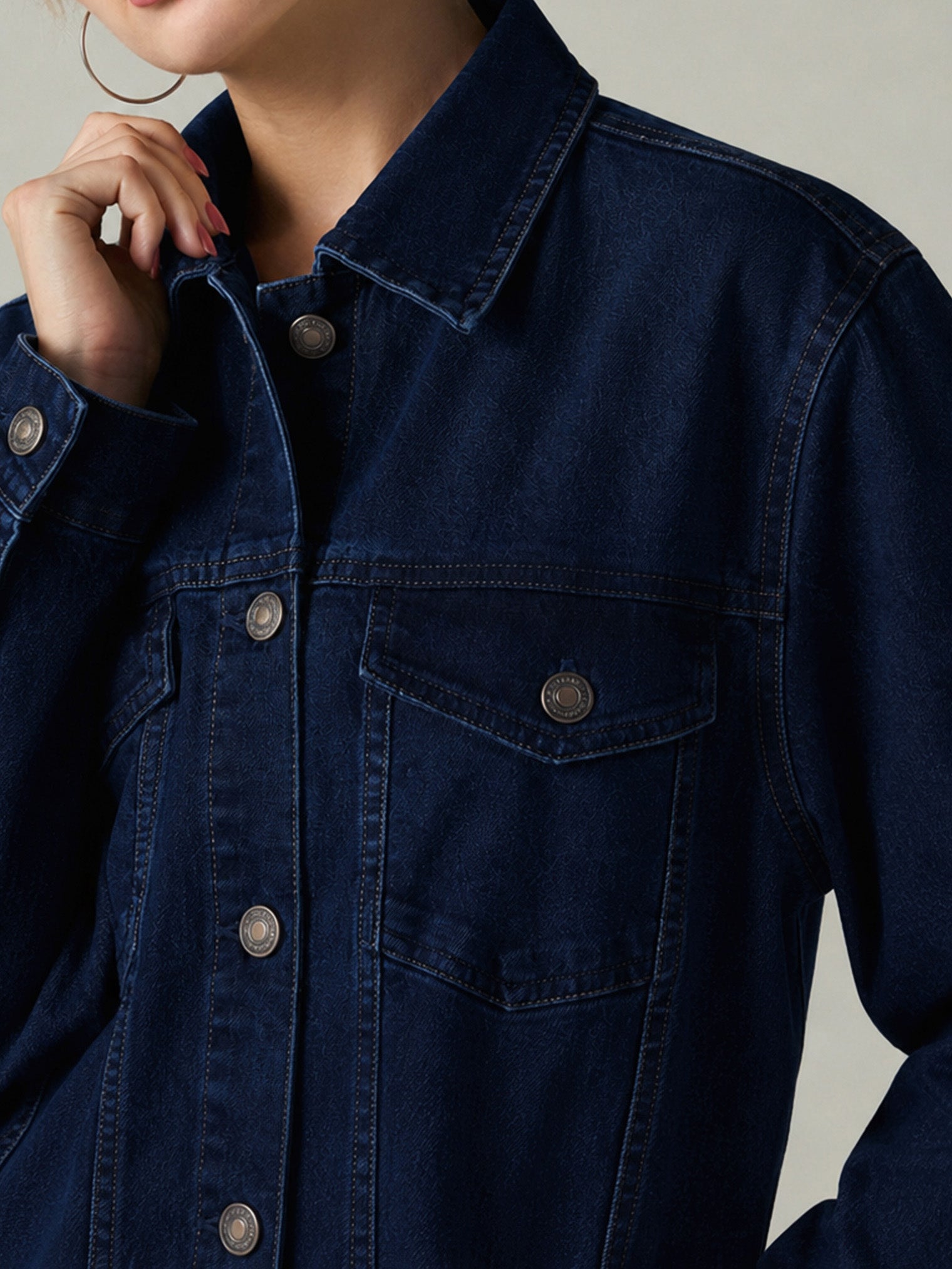 Navy Wash Denim Oversized Jacket-SASSAFRAS