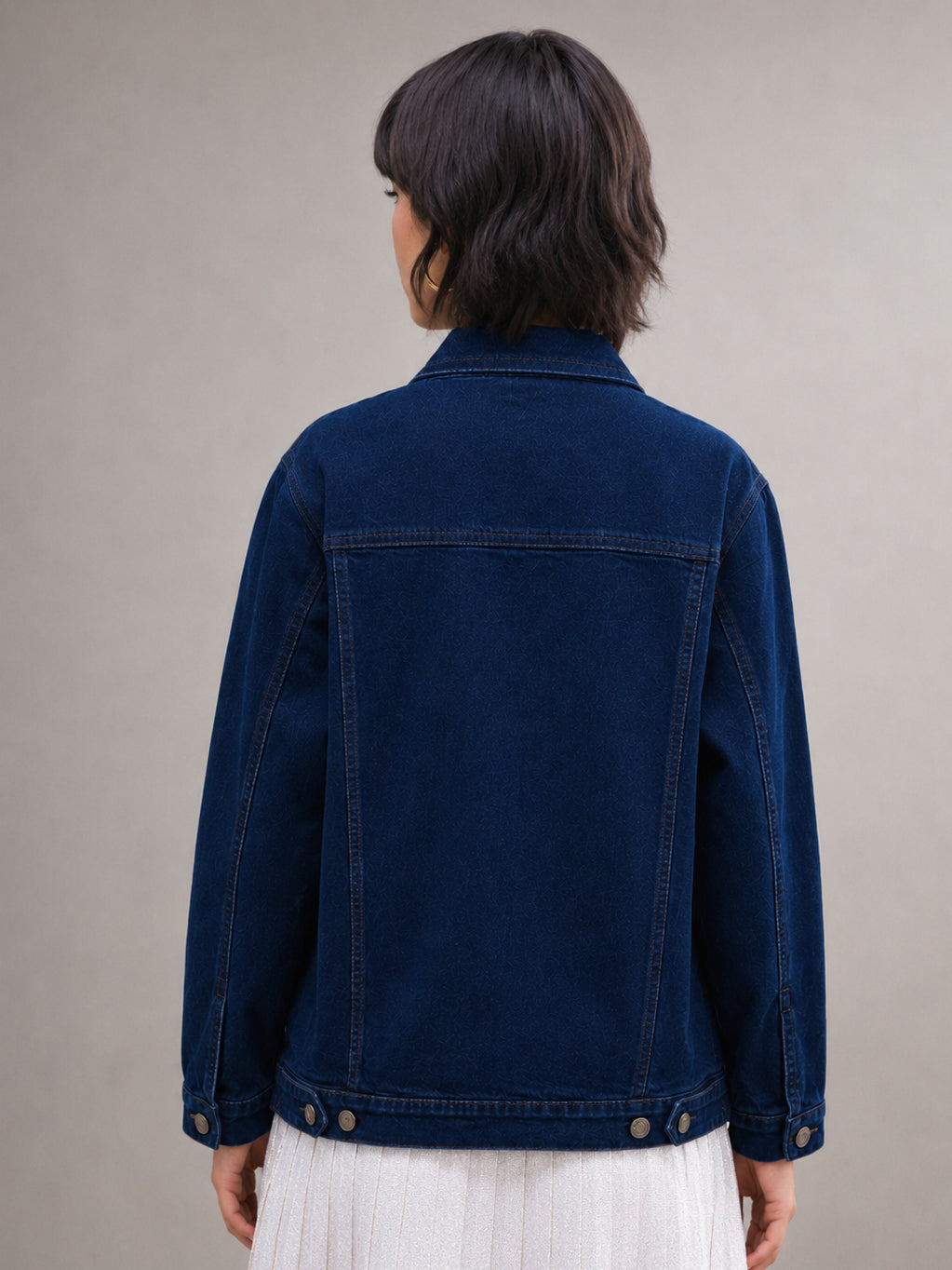 Navy Wash Denim Oversized Jacket-SASSAFRAS
