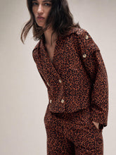 Black Animal Print Notch Collar Crop Blazer -SASSAFRAS