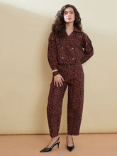 Black Animal Print Crop Blazer With Mom Fit Pants-SASSAFRAS