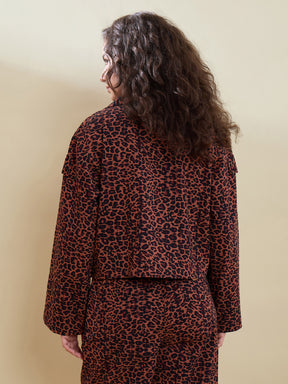 Black Animal Print Crop Blazer With Mom Fit Pants-SASSAFRAS