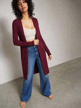Burgundy Rib Front Open Shrug-SASSAFRAS