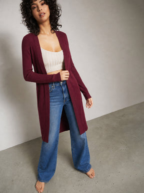 Burgundy Rib Front Open Shrug-SASSAFRAS