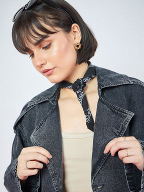 Black Wash Denim Double-Breasted Crop Blazer-SASSAFRAS