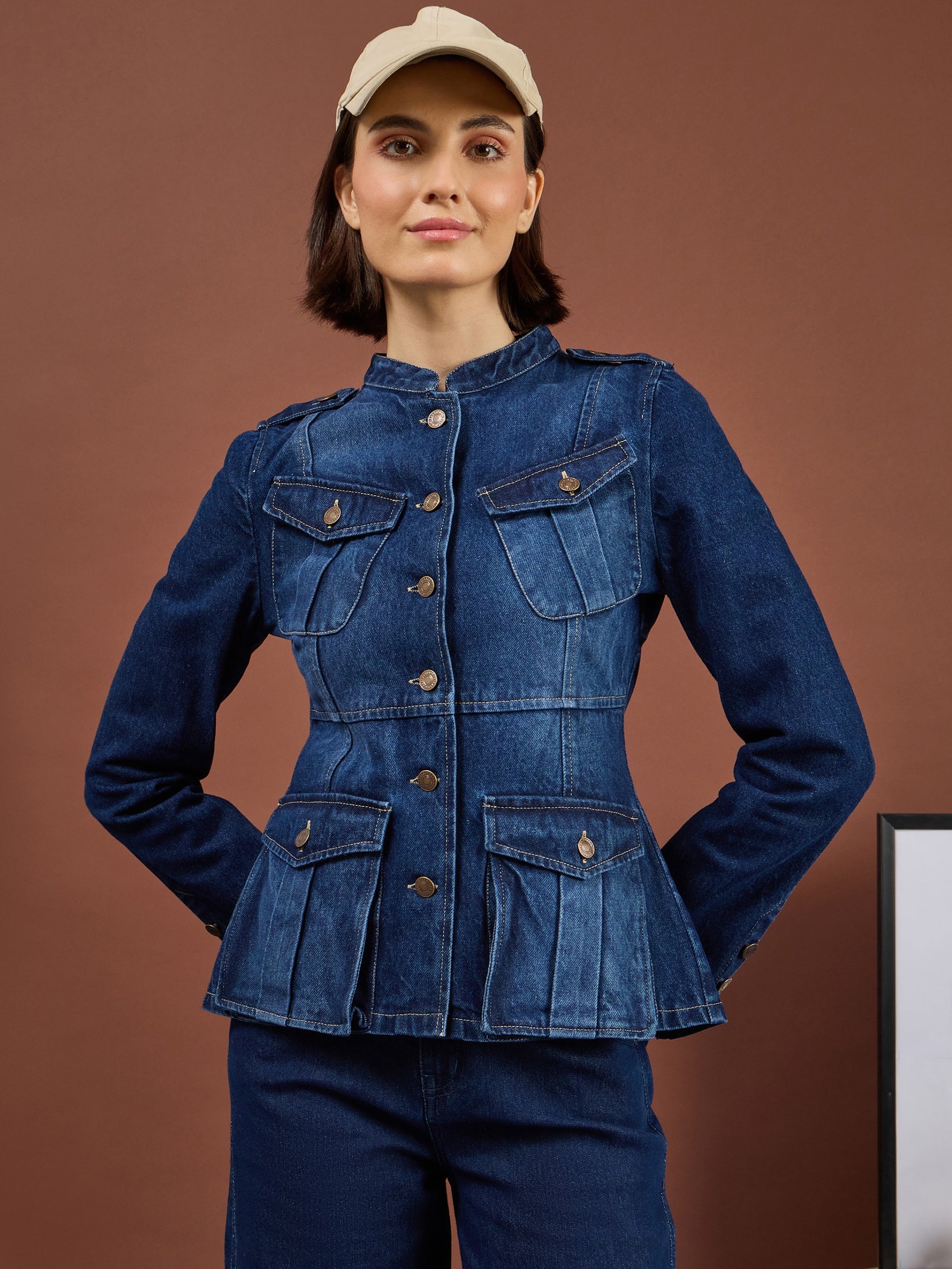 Classic Blue Utility Pocket Denim Jacket -SASSAFRAS