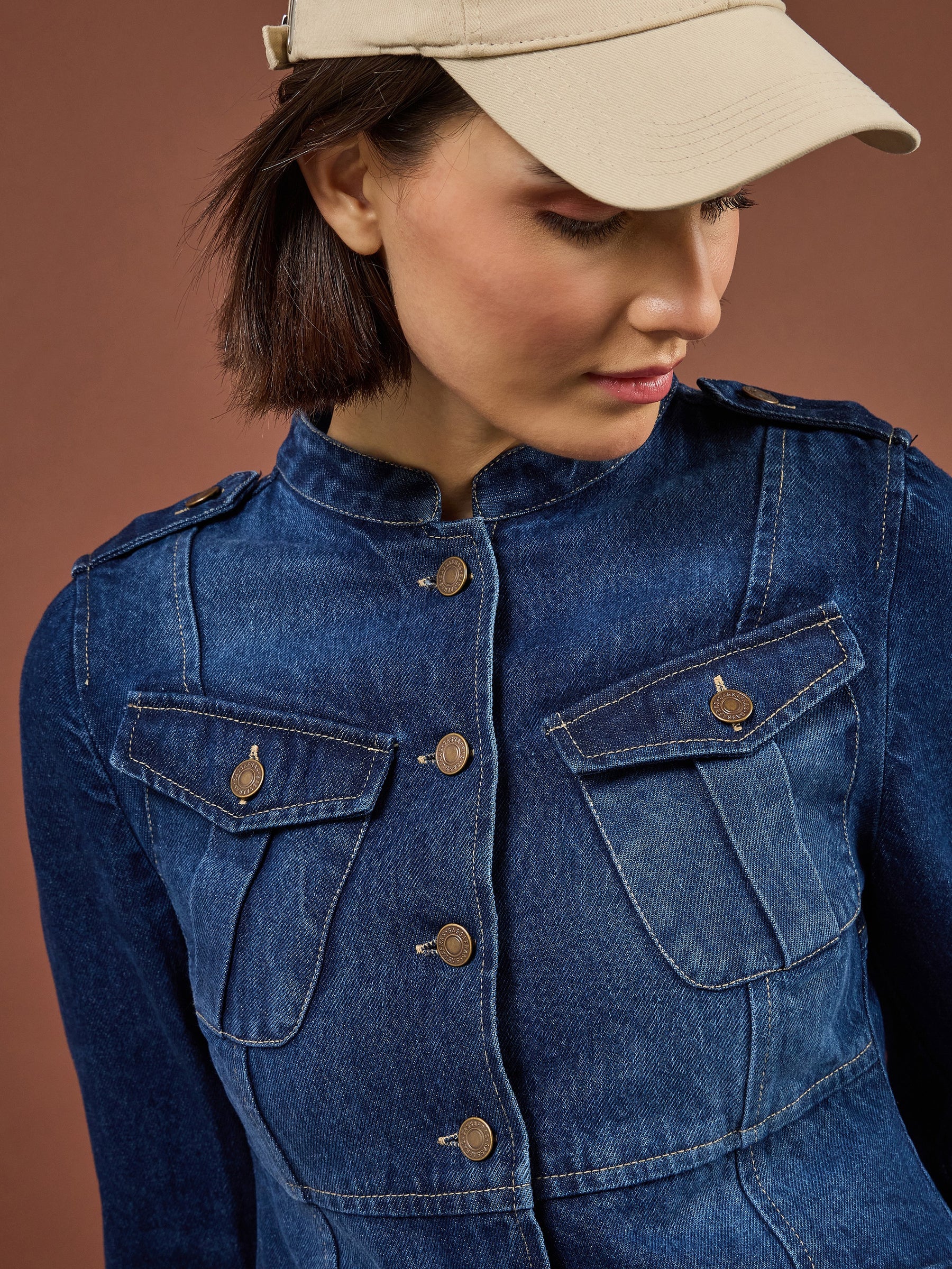 Classic Blue Utility Pocket Denim Jacket -SASSAFRAS