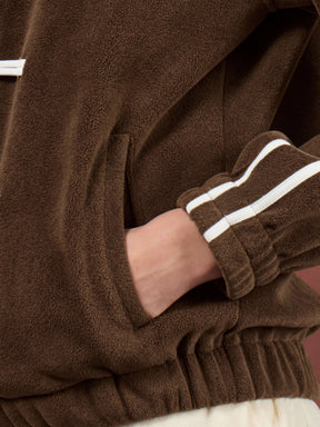Brown Polar Fleece White Loop Jacket-SASSAFRAS