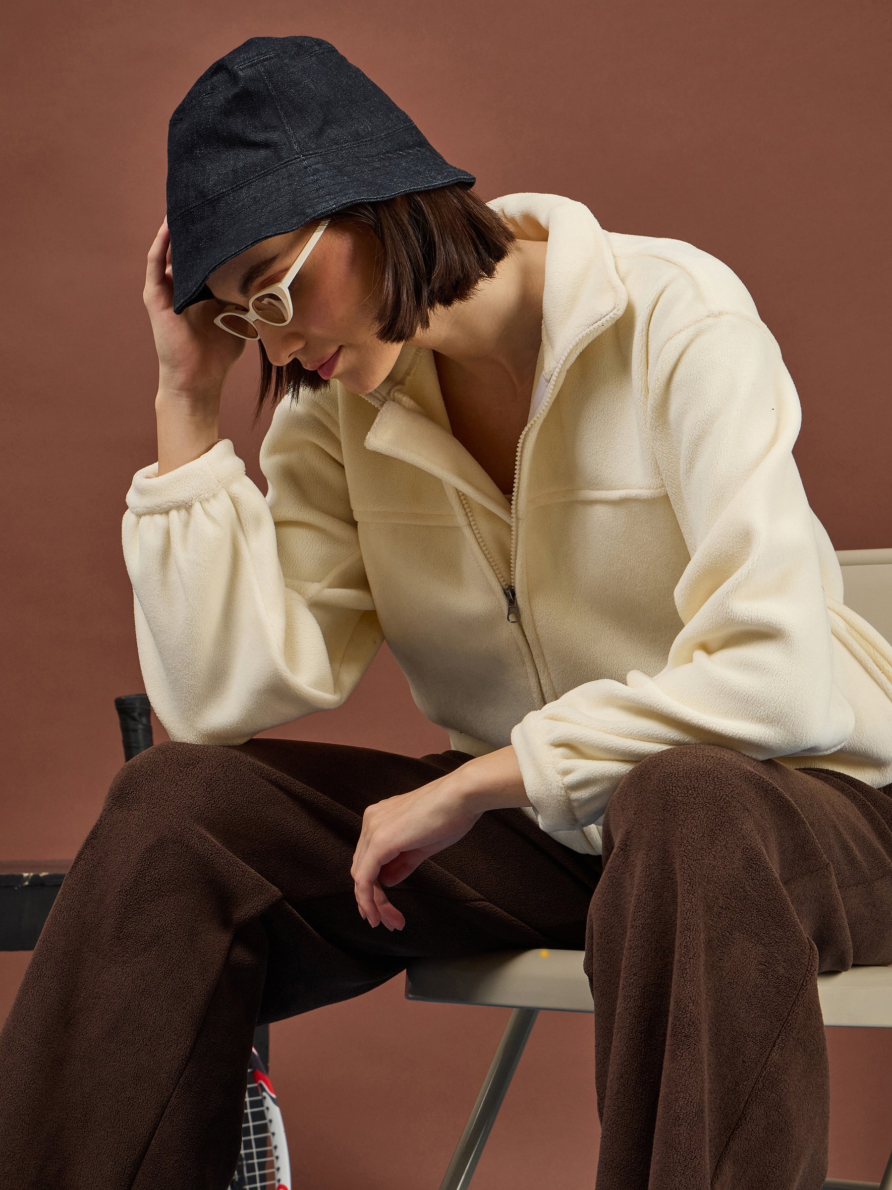 Off-White Polar Fleece High Neck Jacket-SASSAFRAS