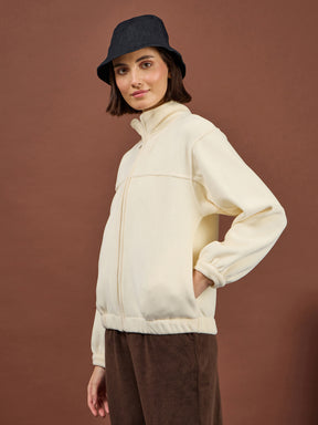 Off-White Polar Fleece High Neck Jacket-SASSAFRAS