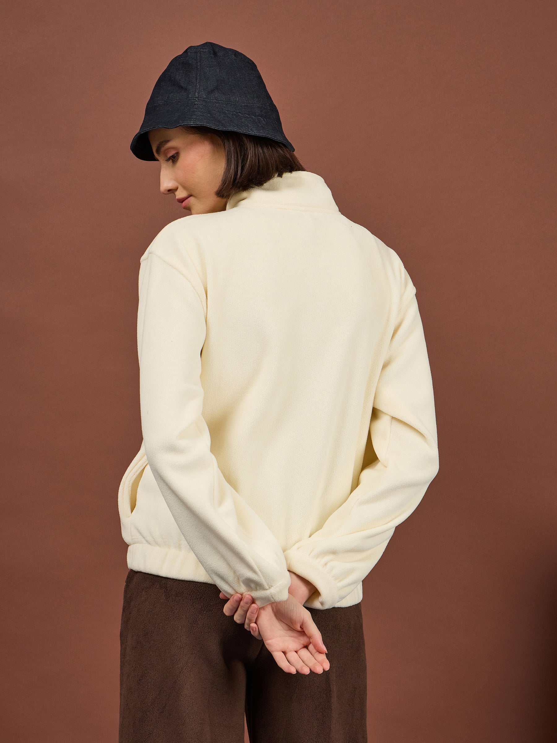 Off-White Polar Fleece High Neck Jacket-SASSAFRAS