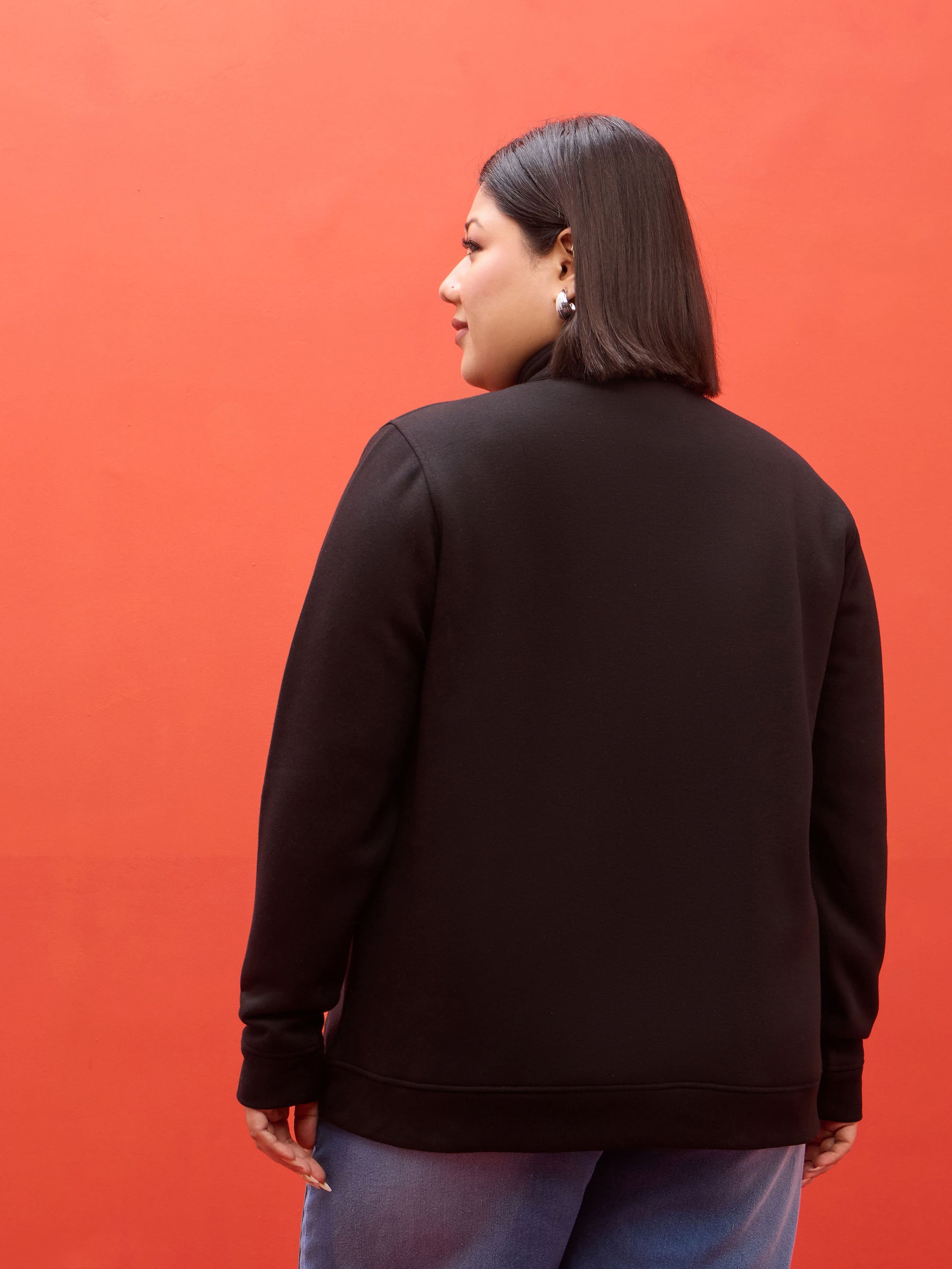 Black Fleece Double Sided Zipper Jacket-SASSAFRAS Curve