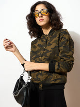 Camouflage Buttoned Bomber Jacket -SASSAFRAS