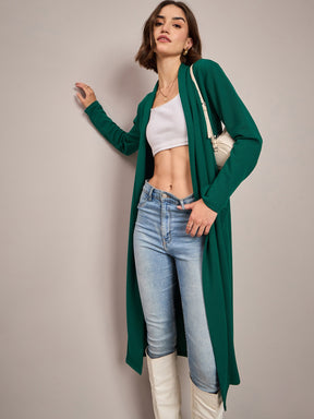 Emerald Rib Front Open Longline Shrug-SASSAFRAS