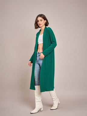 Emerald Rib Front Open Longline Shrug-SASSAFRAS