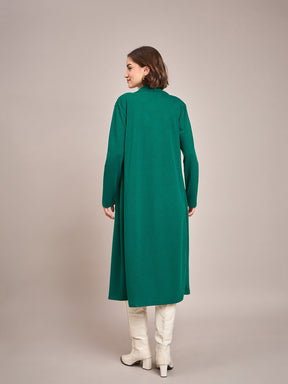 Emerald Rib Front Open Longline Shrug-SASSAFRAS