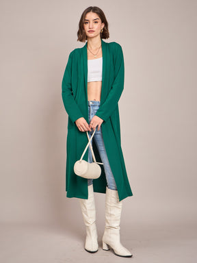 Emerald Rib Front Open Longline Shrug-SASSAFRAS