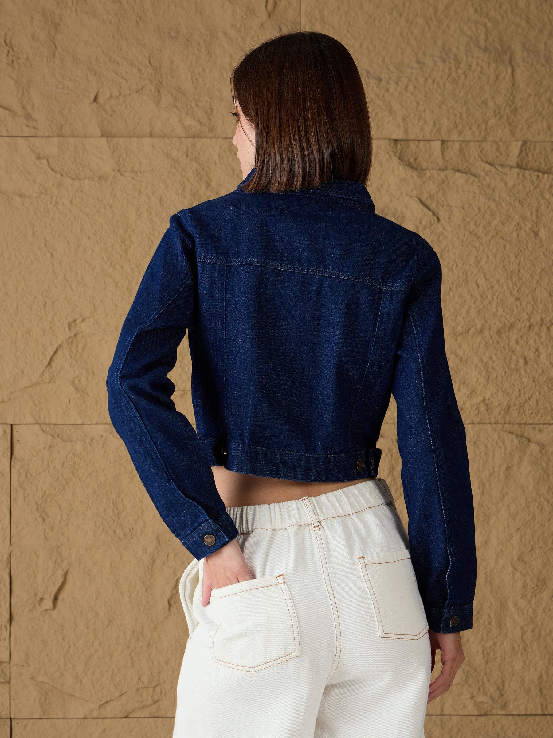 Blue Denim Belted Jacket-SASSAFRAS