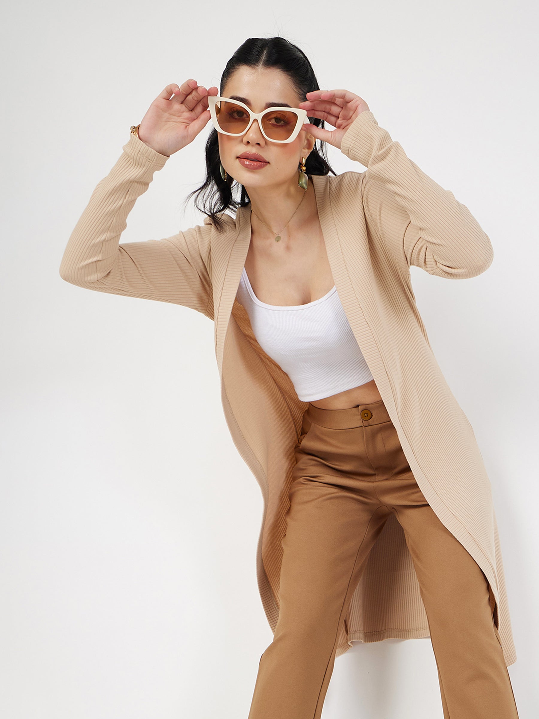 Long Shrug For Shirt Style Shrug Buy Dharan Brown Sleeveless Long