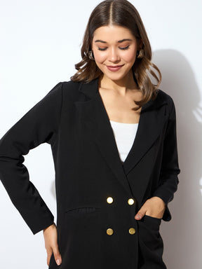 Black Double-Breasted Blazer-SASSAFRAS