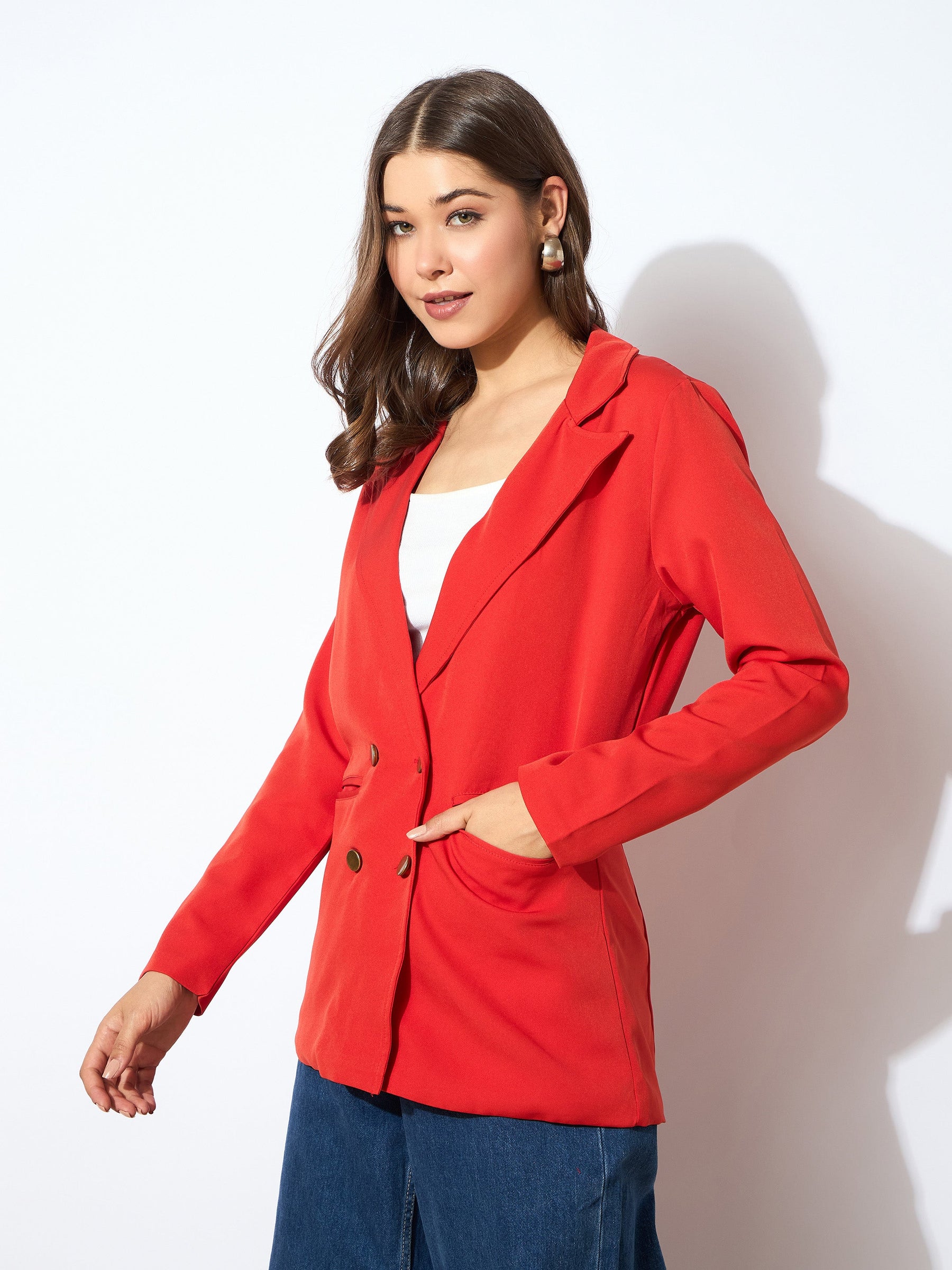 Orange Double-Breasted Blazer-SASSAFRAS