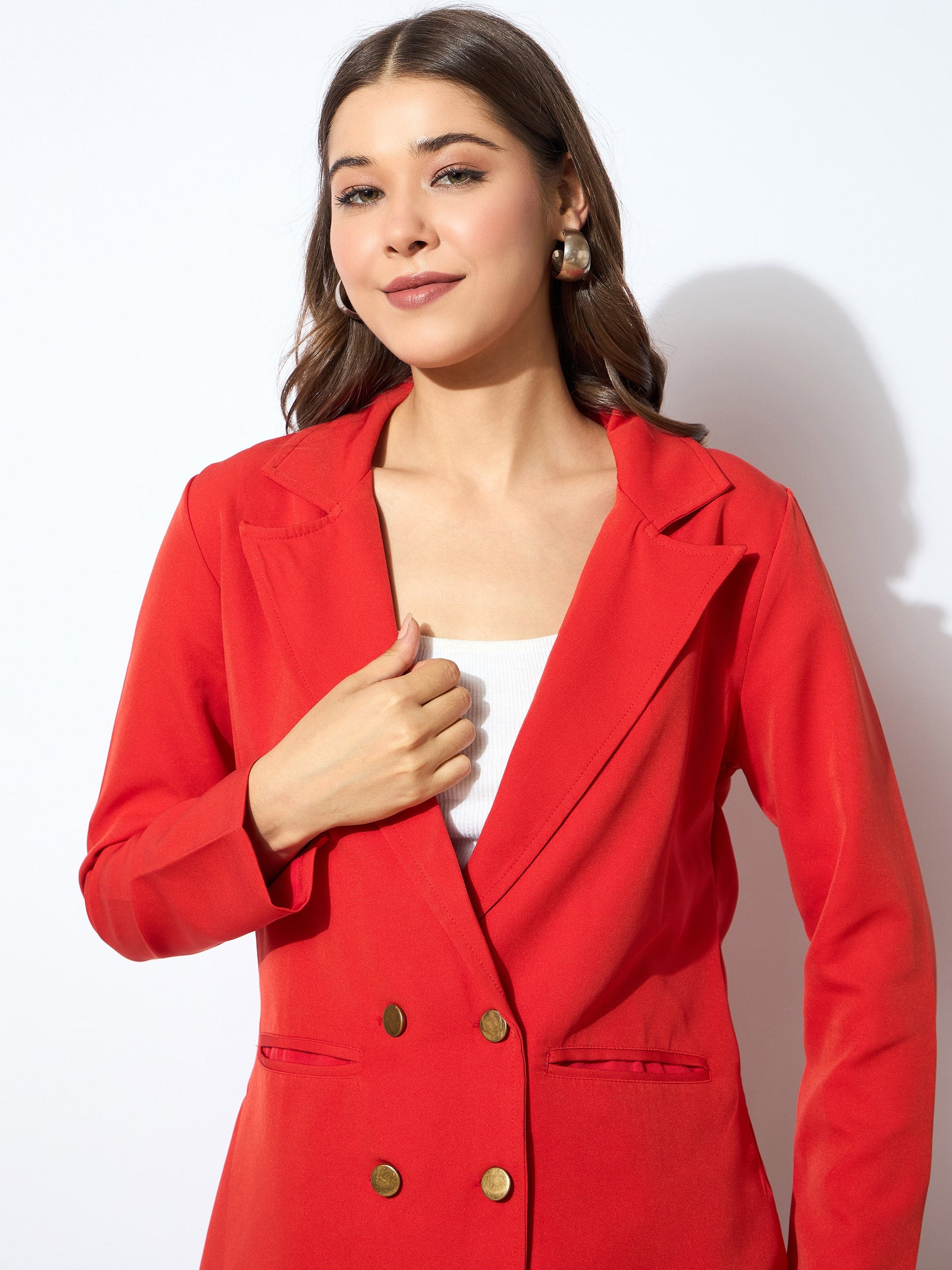 Orange Double-Breasted Blazer-SASSAFRAS