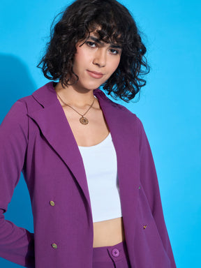 Purple Single-Breasted Blazer With Bell Bottom Pants-SASSAFRAS worklyf