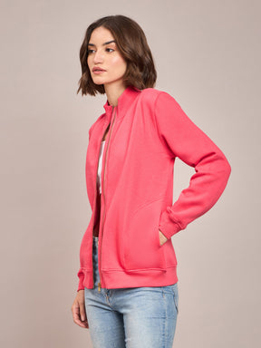 Pink Fleece Zipper Jacket-SASSAFRAS