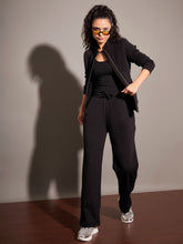 Black Fleece Zipper Jacket With Pant-SASSAFRAS