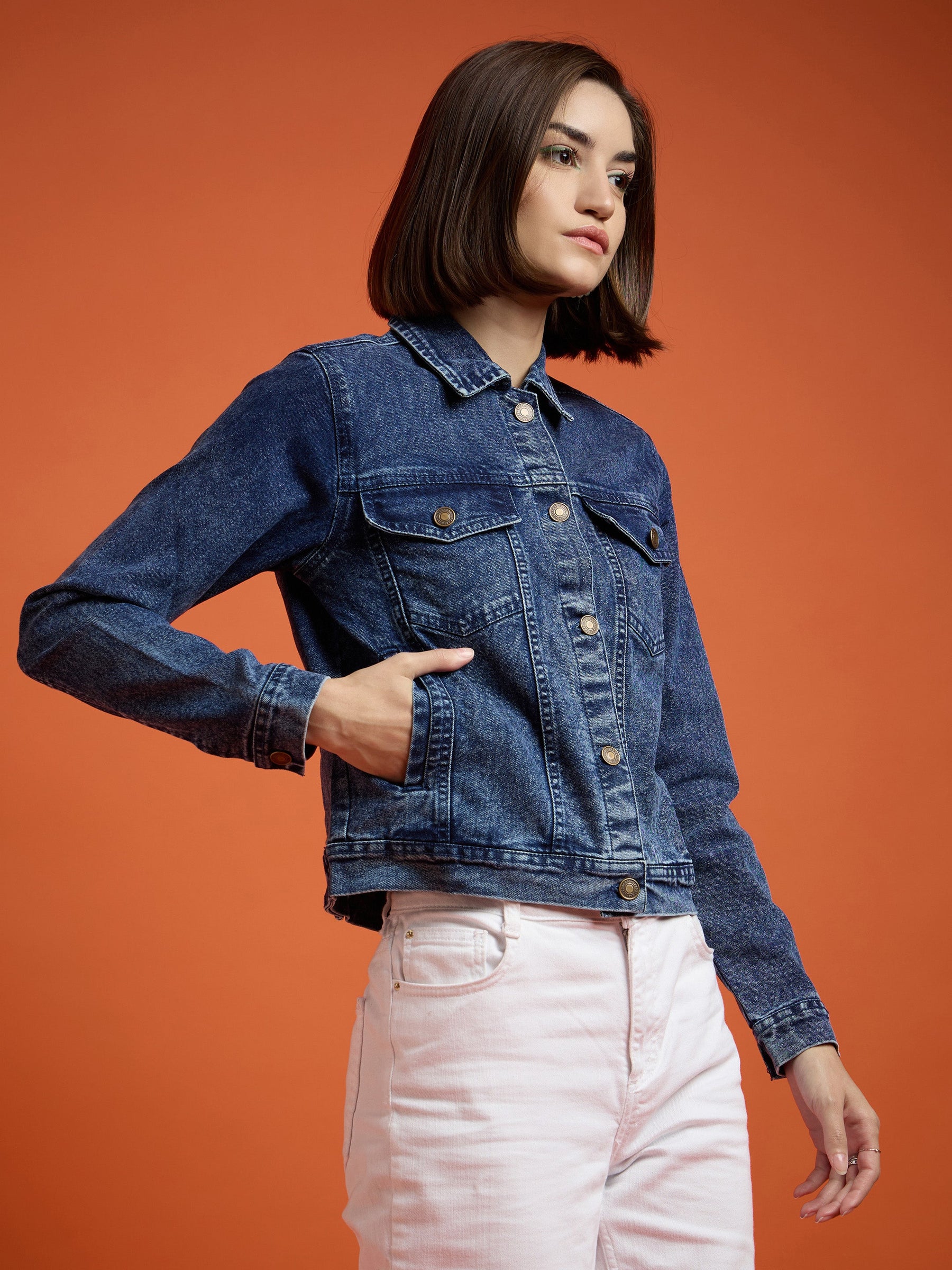 Navy Washed Denim Regular Jacket-SASSAFRAS