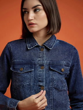 Navy Washed Denim Regular Jacket-SASSAFRAS