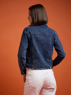 Navy Washed Denim Regular Jacket-SASSAFRAS