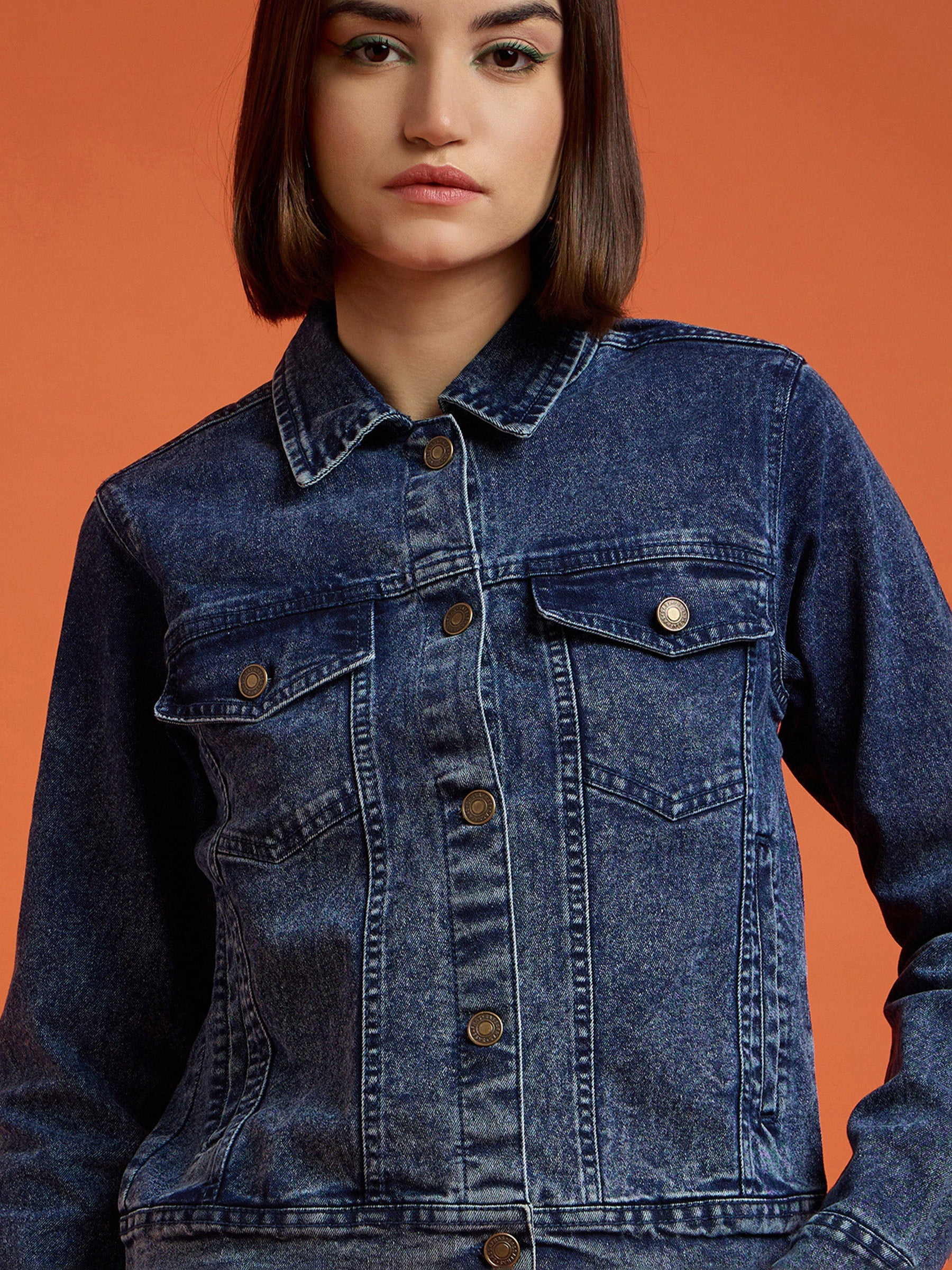 Navy Washed Denim Regular Jacket-SASSAFRAS